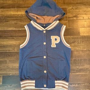 “Papaya” Varsity Vest with detachable hoodie